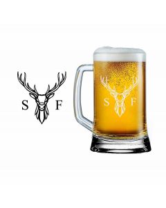 Beer glass with personalised stag design