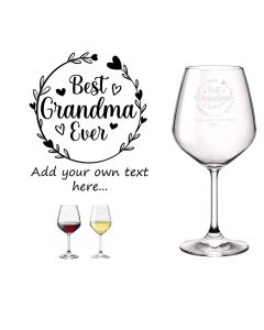 Personalised best grandma ever wine glasses