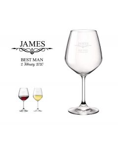 Personalised crystal wine glass for wedding gifts