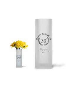 Personalised frosted glass vase for a birthday gift