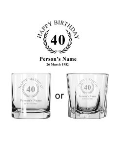Personalised whiskey glasses for birthday.