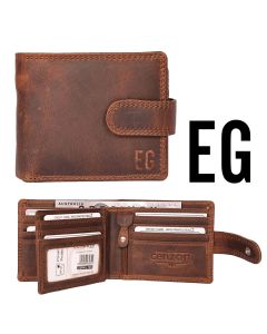Personalised men's leather wallets in brown and tan cowhide
