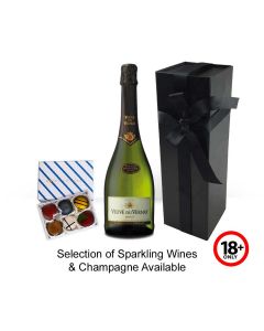 Sparkling wine and chocolates gift box.