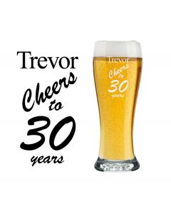Cheers to 30 years personalised gift beer glass