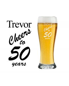 Cheers to 50 years personalised gift beer glass
