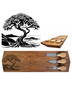 Pohutukawa tree engraved Rimu wood cheese board gift sets