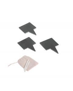 Set of slate cheese markers with chalk pens and canvas bag