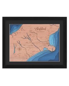 Framed Topographic layered map of Christchurch New Zealand