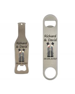 Personalised bottle opener for same sex wedding gifts