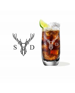 Personalised mixer glass with stag head design