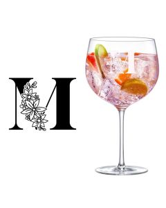 Crystal Gin glasses with floral design initial engraved.