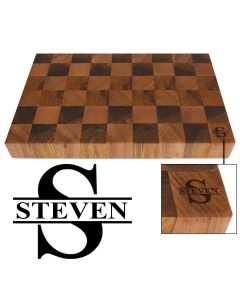 Luxury Rimu butchers block chopping and serving boards engraved with initial and name design