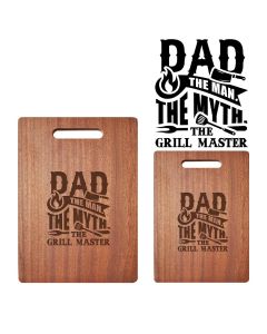 Engraved hardwood chopping board with fun design for dads in New Zealand.
