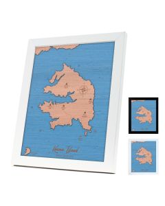 Kawau Island Framed Wooden Map - 2 Layers - Small Frame Size