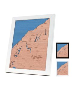 Laser cut and engraved layered wall map of Queenston and lake Wanaka in New Zealand's South Island