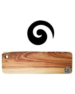 Long wood platter boards engraved New Zealand Paua shell koru