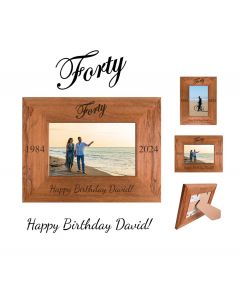Fortieth birthday gift engraved Rimu photo frames