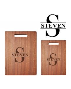 Wooden chopping boards with initial and name engraved