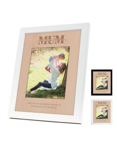 Custom I love you mum photo frames with Beech wood inlay.