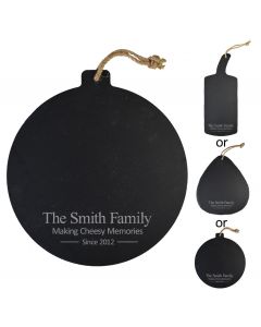 Hanging slate serving paddle with family cheesy memories design 