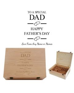 Personalised natural pine wood gift box for dad on father's day