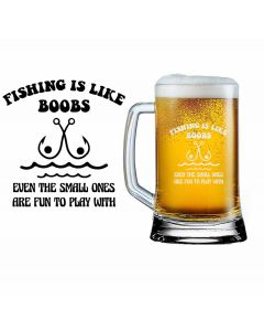 Funny gift beer glass fishing is like boobs design.