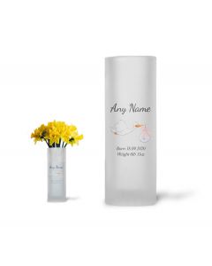 Personalised frosted glass vase for new baby gifts