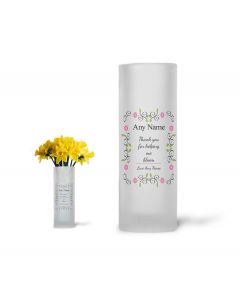 Personalised thank you frosted glass vase for teachers