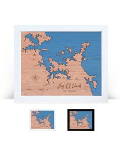 Bay of islands framed desktop wooden map