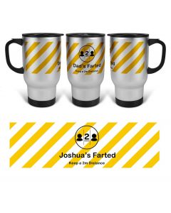Travel mugs with funny Covid 19 farted design