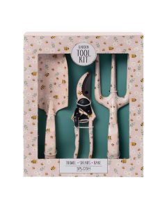 Box with three Piece gardening tool set with Bumblebee design