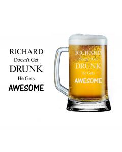 Handle beer glass with funny phrase design