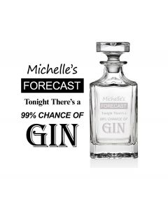 Gin decanter with fun forecast design.