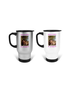Personalised travel mugs for women that love cats.