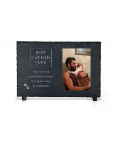 Personalised slate photo frames for the man that loves his cat.