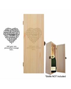 Personalised bottle gift box with mum themed word cloud.