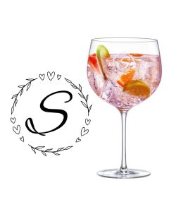 Personalised Crystal Gin Glasses With Love Heart Wreath