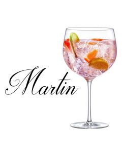Crystal gin glass with elegant style name engraved