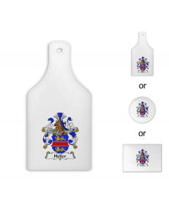 Personalised family crest glass chopping board