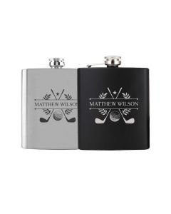 golf themed personalised hip flask