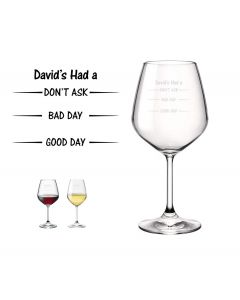 Personalised good day, bad day wine glass