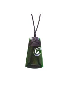Jade greenstone Toki necklace with Maori Koru carving