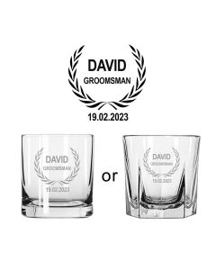 Whiskey glasses with a personalised contemporary design.