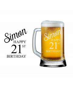 Personalised 21st birthday beer mug gift