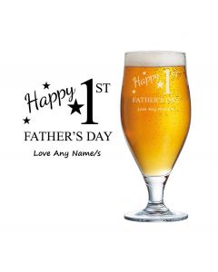 First Father's Day gift personalised beer glass