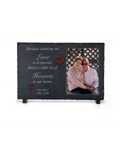 Memorial slate photo frame with verse.