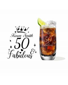 Luxury highball crystal glass with a personalised birthday design for fabulous women in New Zealand.