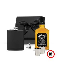 Jack Daniels Whiskey and hip flask gift set