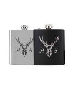 Personalised stag design hip flask