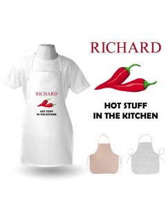 Hot stuff in the kitchen apron for men.